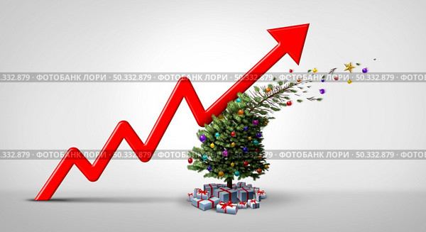 Holiday inflation and rising Christmas shopping prices and winter holidays increase in debt due to spending and consumer price rise or hyperinflation with 3D illustration elements. . Стоковое фото, агентство Ingram Publishing / Фотобанк Лори