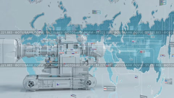 Holographic military interface revealing geopolitical tensions, targeting map overlay highlighting russia with advanced digital warfare visualization. Стоковое AI-видео, аниматор Юрий Поздников / Фотобанк Лори