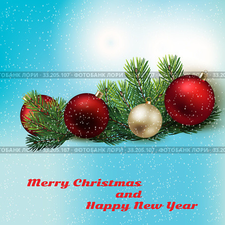 Holyday background with Christmas toys and spruce branches. Стоковое фото, фотограф Andrey Lipinskiy / PantherMedia / Фотобанк Лори