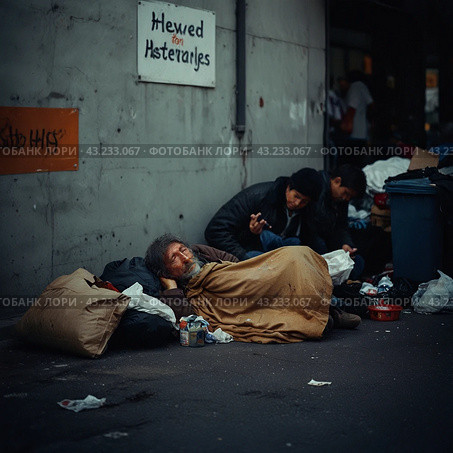 Homeless бездомный. Стоковое AI-изображение, AI-художник Мария Терехова / Фотобанк Лори