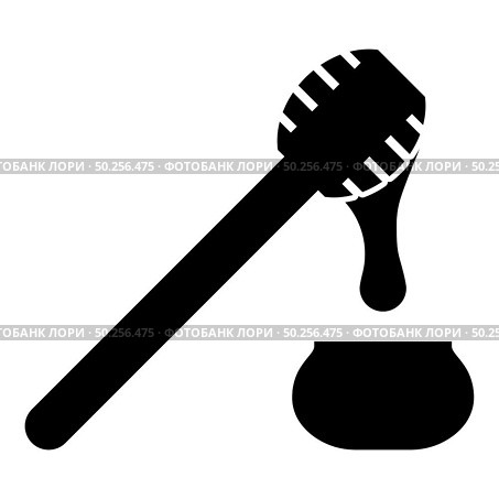 Honey drips from honey spoon into pot Stick with wooden and jar liquid nectar icon black color vector illustration flat style simple image. Honey drips from honey spoon into pot Stick with wooden and jar liquid nectar icon black color vector illustration flat style image. Стоковая иллюстрация, агентство Ingram Publishing / Фотобанк Лори
