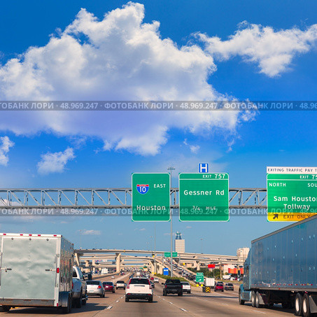 Houston Katy Freeway Fwy traffic 10 interstate in Texas USA US. Стоковое фото, агентство Ingram Publishing / Фотобанк Лори