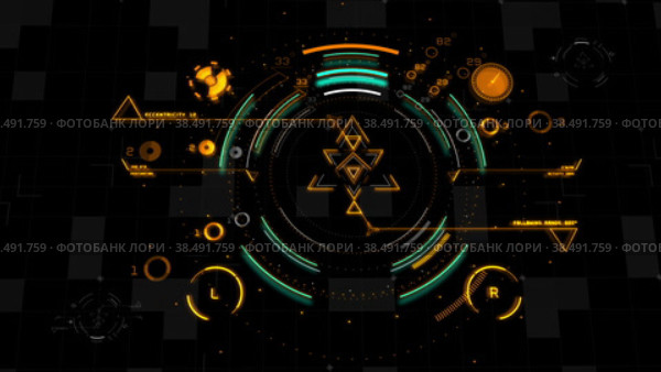 HUD Interface. Digital motion graphics footage for your video with background and 3D camera. HUD Интерфейс. Футаж с HUD анимацией. Футуристическая графика. Стоковая анимация, аниматор Егор Кузенков / Фотобанк Лори