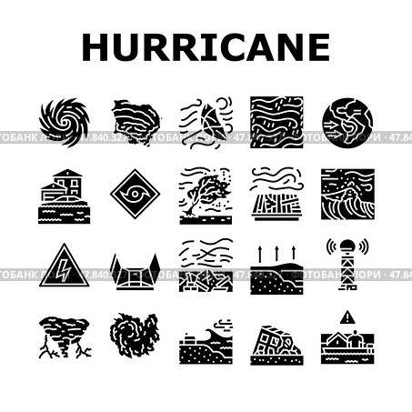 hurricane cyclone storm wind icons set vector. Стоковая иллюстрация, иллюстратор Vectorwin / Фотобанк Лори