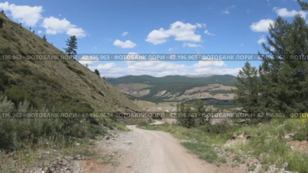 Hyperlapse video of driving on off-road car along a mountain forest road. Yazula mountain pas in Altai. Стоковое видео, видеограф Сергей Пристяжнюк (Serg Zastavkin) / Фотобанк Лори
