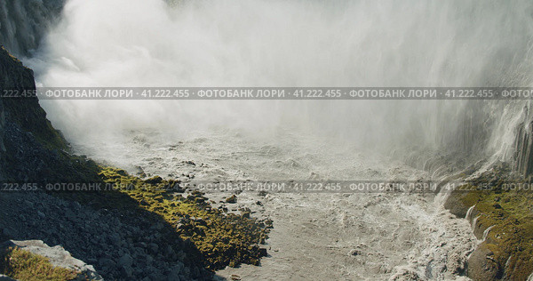Iceland Riging Dettifoss waterfall and canyon with mountain river, Europe. Стоковое фото, фотограф Igor Tichonow / Фотобанк Лори