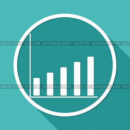 Icon Business graph on white circle with a long shadow. Стоковая иллюстрация, агентство Ingram Publishing / Фотобанк Лори