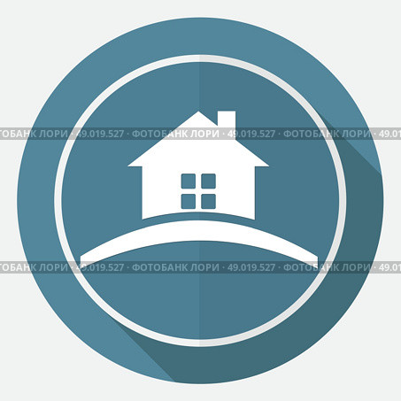 Icon house on white circle with a long shadow. Стоковая иллюстрация, агентство Ingram Publishing / Фотобанк Лори