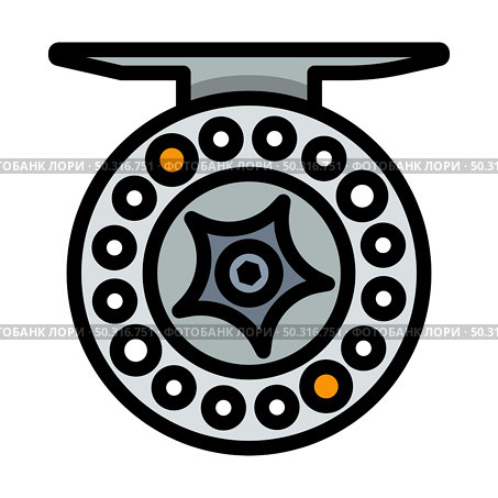 Icon Of Fishing Reel. Editable Bold Outline With Color Fill Design. Vector Illustration. Стоковая иллюстрация, агентство Ingram Publishing / Фотобанк Лори