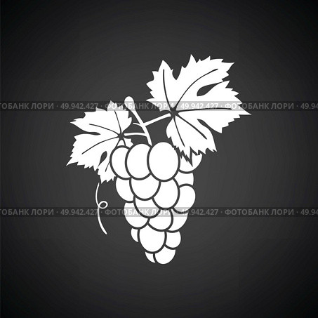 Icon of Grape. Black background with white. Vector illustration. Стоковое фото, агентство Ingram Publishing / Фотобанк Лори