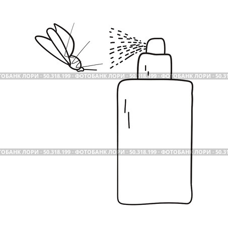 Icon Of Mosquito Spray. Hand Drawn Sketch Design. Vector Illustration. Стоковая иллюстрация, агентство Ingram Publishing / Фотобанк Лори