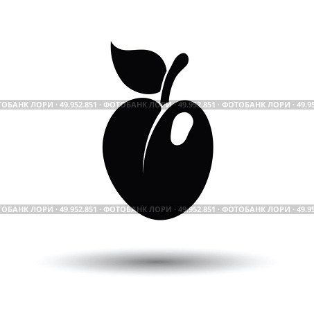 Icon of Plum . White background with shadow design. Vector illustration. Стоковая иллюстрация, агентство Ingram Publishing / Фотобанк Лори