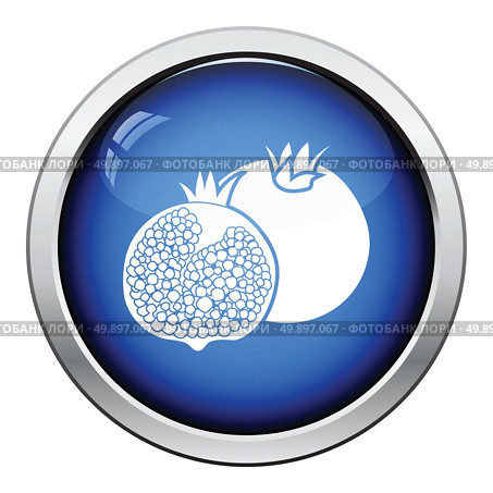 Icon of Pomegranate. Glossy button design. Vector illustration. Стоковая иллюстрация, агентство Ingram Publishing / Фотобанк Лори