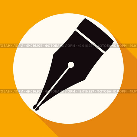 Icon pen on white circle with a long shadow. Стоковая иллюстрация, агентство Ingram Publishing / Фотобанк Лори