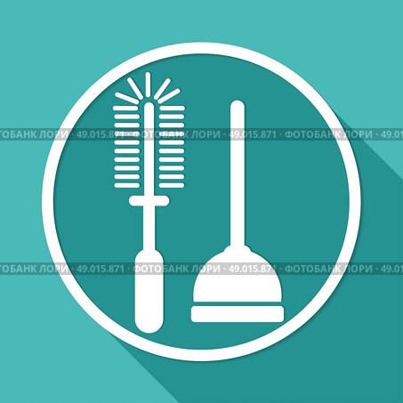Icon Plunger on white circle with a long shadow. Стоковая иллюстрация, агентство Ingram Publishing / Фотобанк Лори