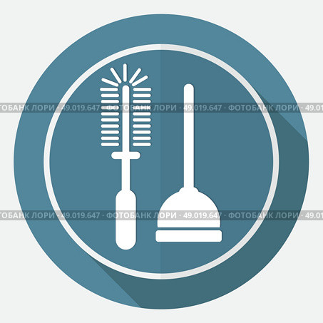 Icon Plunger on white circle with a long shadow. Стоковая иллюстрация, агентство Ingram Publishing / Фотобанк Лори