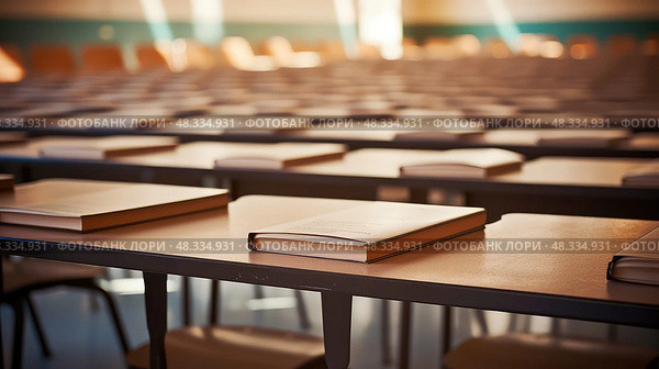 identical student desk empty ai generated. Стоковое AI-изображение, AI-художник Vectorwin / Фотобанк Лори