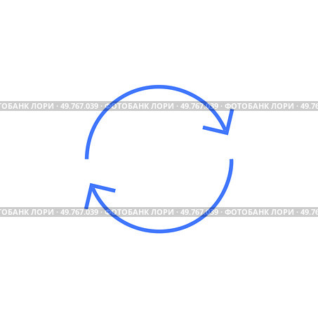 Illustration of a circular arrow in blue and white, representing process flow, refresh, and continuous improvement. Ideal for business, technology, and process management themes.. Circular arrow icon symbolizing process flow, refresh, and continuous improvement in blue and white. Стоковая иллюстрация, агентство Ingram Publishing / Фотобанк Лори