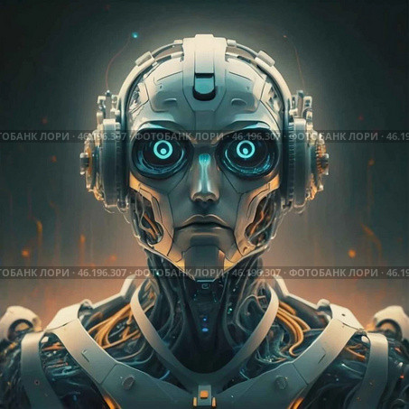 Иллюстрация киборга. Стоковое AI-изображение, AI-художник ольга скальская / Фотобанк Лори
