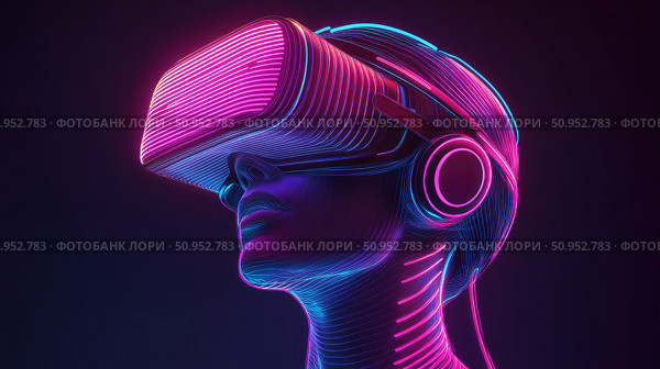 immersive scanning VR headset ai generated. Стоковое AI-изображение, AI-художник Vectorwin / Фотобанк Лори
