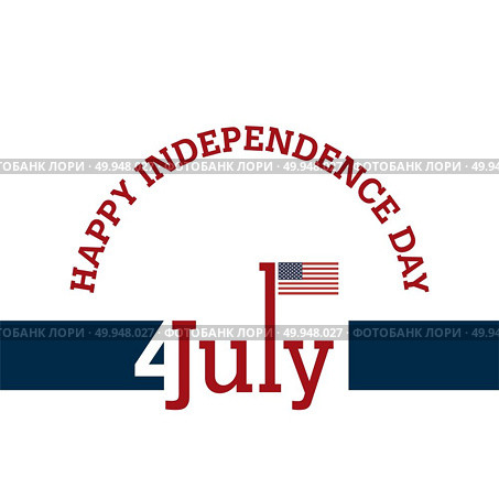 Independence day background and badge logo with US flag. For web design and application interface, also useful for infographics. Vector illustration. Стоковая иллюстрация, агентство Ingram Publishing / Фотобанк Лори