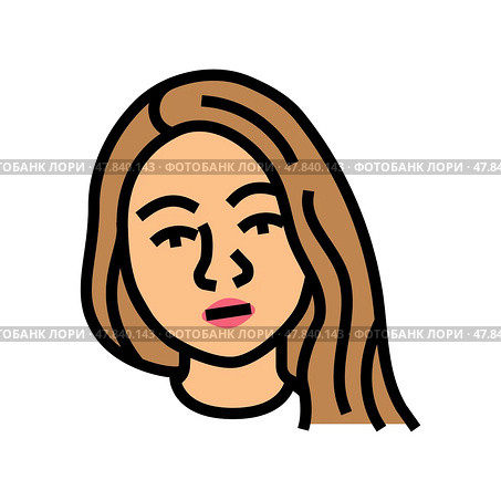 indifference woman expression color icon vector illustration. Стоковая иллюстрация, иллюстратор Vectorwin / Фотобанк Лори