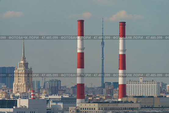 Индустриальные силуэты Москвы (2019) Редакционное фото, фотограф YuryKara / Фотобанк Лори