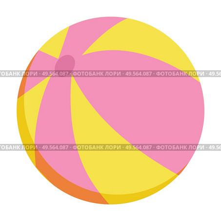 Inflatable striped ball isolated. Vector pink and orange blown or plastic toy, rubber object for summer sport activities, beachball recreation circle. Inflatable Striped Ball Isolated Vector Toy. Стоковая иллюстрация, агентство Ingram Publishing / Фотобанк Лори