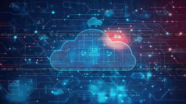 infrastructure stretching cloud computing ai generated. Стоковое AI-изображение, AI-художник Vectorwin / Фотобанк Лори