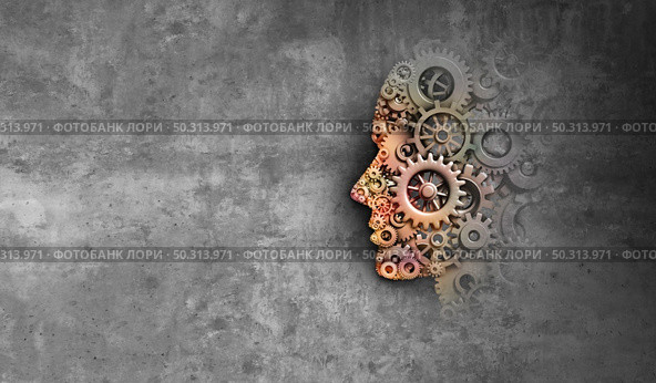 Ingenuity concept and inventive business strategic thinking or mental health symbol for dementia autism or learning icon as a 3D illustration. Стоковое фото, агентство Ingram Publishing / Фотобанк Лори