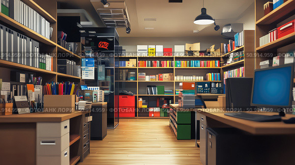 ink office supply store ai generated. Стоковое AI-изображение, AI-художник Vectorwin / Фотобанк Лори