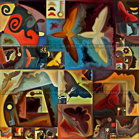 Inner Encryption series. Collage of abstract organic forms, art textures and colors on subject of hidden meanings, sacred life, drama, poetry, mysticism and art. Стоковое фото, агентство Ingram Publishing / Фотобанк Лори