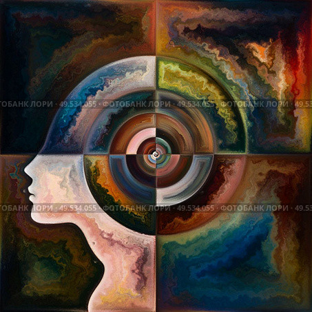 Inner Spiral series. Interplay of human face outlines and geometric structures on the subject of the mind, soul, inner world, and consciousness. Стоковое фото, агентство Ingram Publishing / Фотобанк Лори