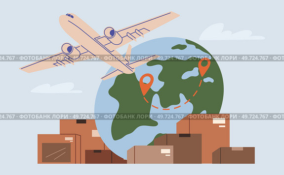 International logistic. Global air delivery export. Vector. Worldwide shipping by aircraft plane intricate network international logistics Cargo delivery methods have evolved with advancements. International logistic. Vector possible without intricate network international logistics. Cargo delivery methods have. Стоковая иллюстрация, агентство Ingram Publishing / Фотобанк Лори