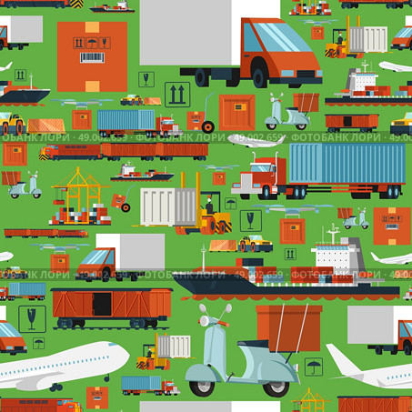 International logistic transportation and delivery operations company with offices worldwide seamless background tileable pattern abstract vector illustration. Worldwide logistic seamless pattern. Стоковая иллюстрация, агентство Ingram Publishing / Фотобанк Лори