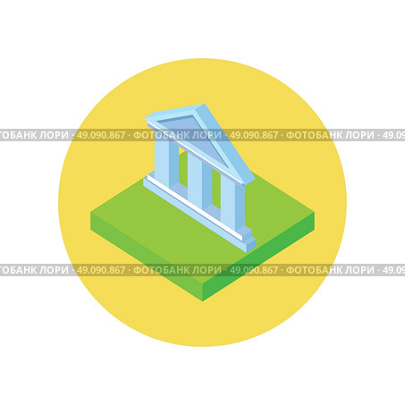 Isometric bank office symbol icon. Banking concept in flat design. 3d bank building, finance house, money home icon, banker bank interior, business house. Isometry bank icon. Vector illustration. Стоковая иллюстрация, агентство Ingram Publishing / Фотобанк Лори