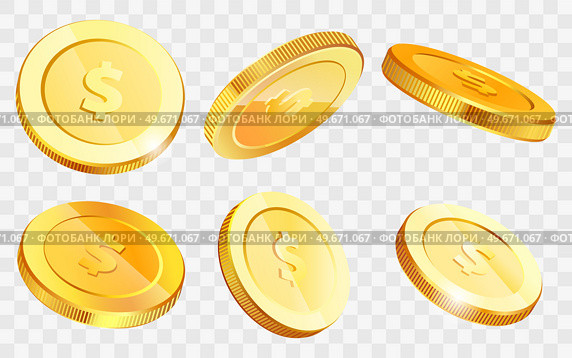 Isometric gold coins with dollar sign in various projections. Gold money cash symbol isolated on white background. Banking, business, financial operations for web apps infographics vector illustration. Isometric gold coins with dollar sign in various projections. Money cash symbol isolated on white. Стоковая иллюстрация, агентство Ingram Publishing / Фотобанк Лори