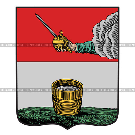 Исторический герб города Кадников 1781 года, Вологодская область. Historical coat of arms of Kadnikov. Vector illustration. Стоковая иллюстрация, иллюстратор Photolart / Фотобанк Лори