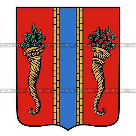Исторический герб города Новая Ладога, Ленинградская область. Новая оцифрованная версия герба 1781 года. Стоковая иллюстрация, иллюстратор Photolart / Фотобанк Лори