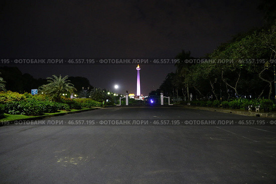 Jakarta / Indonesia - 28 Jul 2016: The view on Jakarta at night, Indonesia. Редакционное фото, фотограф Сергей Стрелков / Фотобанк Лори
