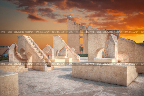 Jantar Mantar - the observatory, built in 1727-1734 gg. Rajput by Maharaja Sawai Jai Singh in which he founded shortly before the city of Jaipur. Стоковое фото, агентство Ingram Publishing / Фотобанк Лори