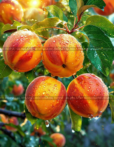 July 29 is unofficially celebrated as Peach Day in Russia. This fruit has been present in the human diet for over 5,000 years. Peaches originate from China, where they have long been considered a symbol of good luck, friendship and longevity. Стоковое AI-изображение, AI-художник Сергей Елизарьев / Фотобанк Лори