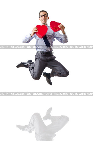 Jumping businessman isolated on white. Стоковое фото, агентство Ingram Publishing / Фотобанк Лори