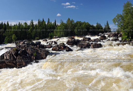 Карелия. Национальный парк "Паанаярви". Водопад Киваккакоски (2019 год). Редакционное фото, фотограф Рябков Александр / Фотобанк Лори