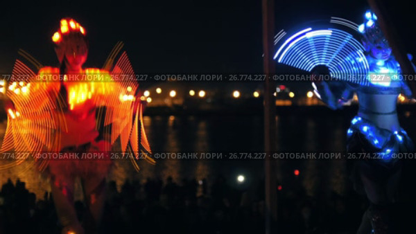 Kazan, Russia, 12 may 2017 - Festival on Kazanka river at night - light show. Редакционное видео, видеограф Константин Шишкин / Фотобанк Лори