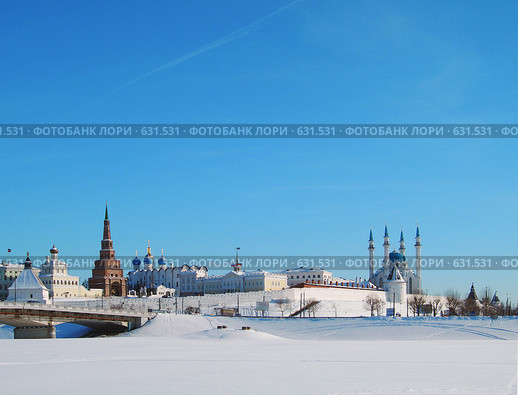 Казанский кремль в феврале. Вид с Казанки. (2006 год). Стоковое фото, фотограф Вадим Хомяков / Фотобанк Лори