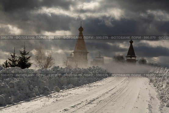 Кенозеро. Филипповская. Метель (2008 год). Редакционное фото, фотограф Александр Бобырь / Фотобанк Лори