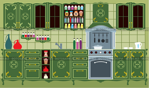Kitchen furniture. Interior. Стоковая иллюстрация, агентство Ingram Publishing / Фотобанк Лори