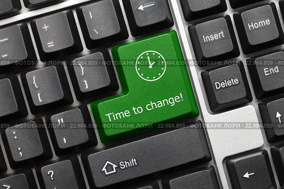 Концептуальная клавиатура - Клавиша "Time to change!" ("Время перемен!") Стоковое фото, фотограф Самохвалов Артем / Фотобанк Лори
