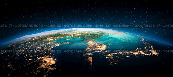 Korea and Japan from space. Elements of this image furnished by NASA. 3d rendering. Korea and Japan from space. Стоковое фото, агентство Ingram Publishing / Фотобанк Лори